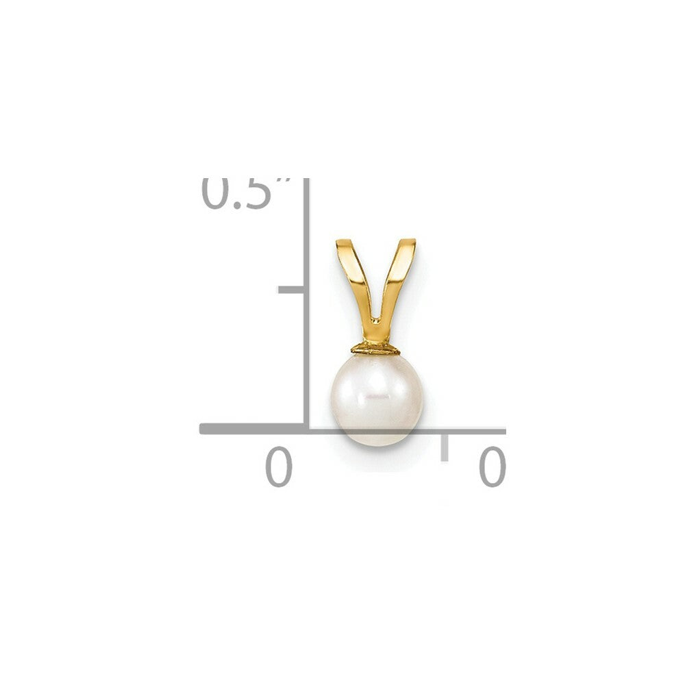 14K Yellow Gold 4-5mm Round White Freshwater Cultured Pearl Pendant