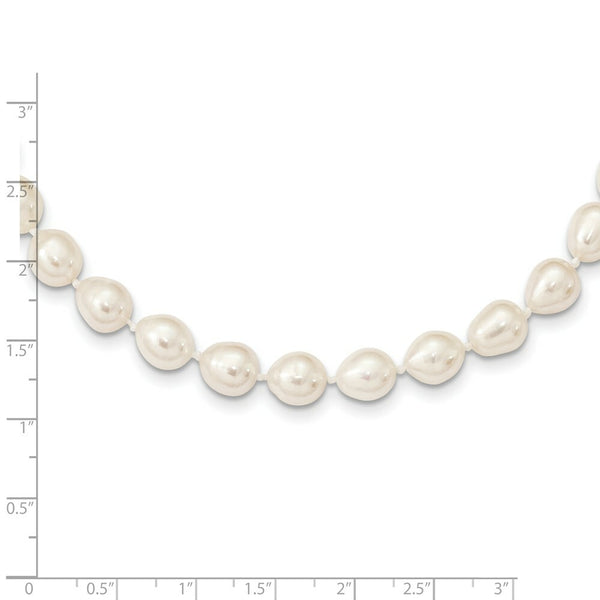 14K Yellow Gold 7-7.5mm White Rice Freshwater Cultured Pearl Necklace  length: 18 inches