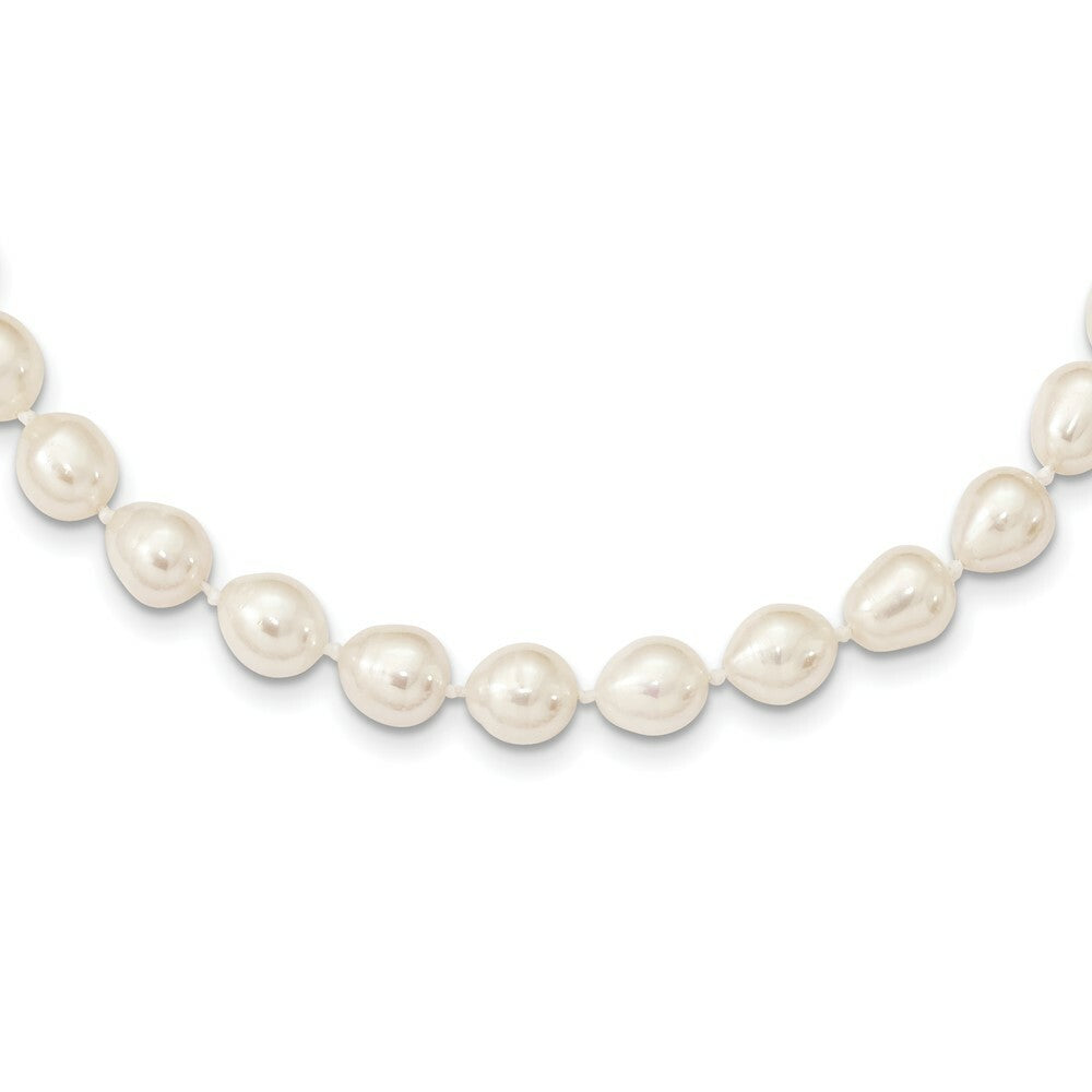 14K Yellow Gold 7-7.5mm White Rice Freshwater Cultured Pearl Necklace  length: 18 inches