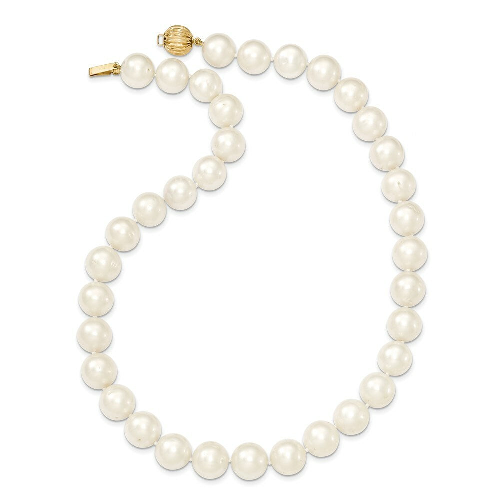 14K Yellow Gold 11-12mm White Freshwater Cultured Pearl Fancy Necklace  length: 18 inches