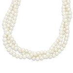Load image into Gallery viewer, 14K Yellow Gold 6-7mm White Freshwater Cultured 3-Strand Pearl Necklace  length: 21 inches
