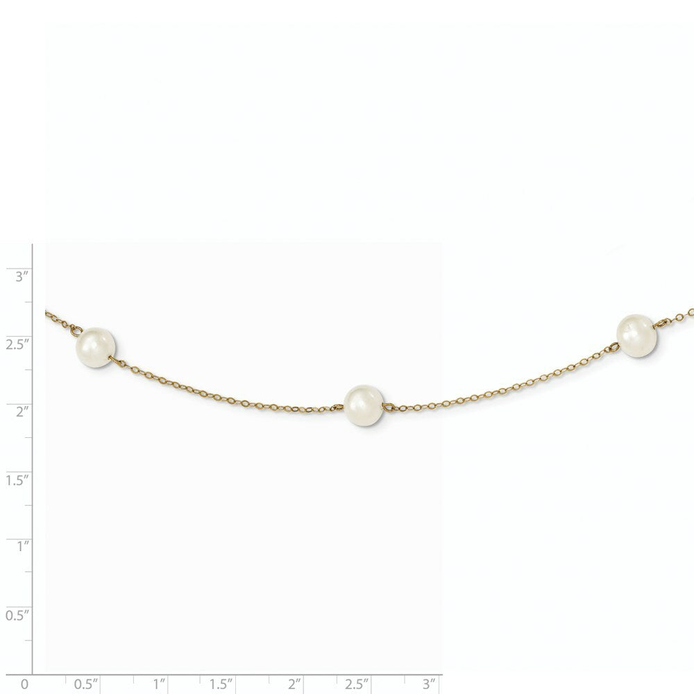 14K Yellow Gold 7-8mm White Freshwater Cultured Pearl 7-Station Necklace  length: 18 inches