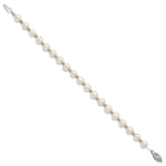 Load image into Gallery viewer, 14k White Gold Bead and 6-7mm White Freshwater Cultured Pearl Bracelet  length: 7 inches
