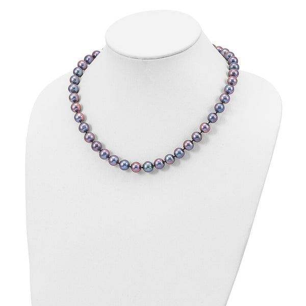 14k White Gold 10-11mm Black Freshwater Cultured Pearl Fancy Necklace  length: 18 inches