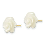 Load image into Gallery viewer, 14K Yellow Gold 10mm White Mother of Pearl Flower Post Stud Earrings
