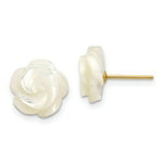 Load image into Gallery viewer, 14K Yellow Gold 10mm White Mother of Pearl Flower Post Stud Earrings
