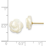 Load image into Gallery viewer, 14K Yellow Gold 10mm White Mother of Pearl Flower Post Stud Earrings
