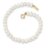 Load image into Gallery viewer, 14K Yellow Gold Children's 3-4mm White Freshwater Cultured Pearl Girls Bracelet  length: 6 inches
