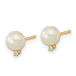 Load image into Gallery viewer, 14K Yellow Gold Children's 5-5.5mm White Round Freshwater Cultured Pearl CZ Earrings
