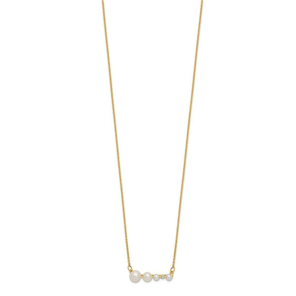 14K Yellow Gold w/ Freshwater Cultured Pearl & Diamond Necklace  length: 17 inches