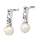 Load image into Gallery viewer, 14K White Gold w/ Freshwater Cultured Pearl &amp; Diamond Post Dangle Earrings
