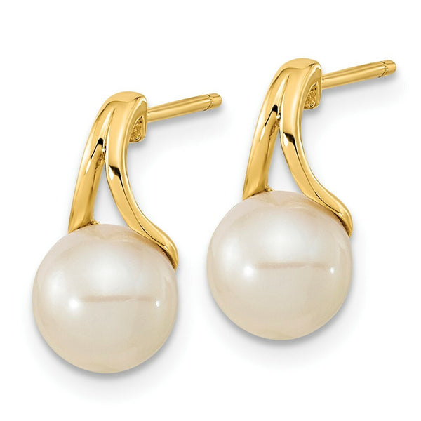 14K Yellow Gold w/ Freshwater Cultured Pearl Post Earring