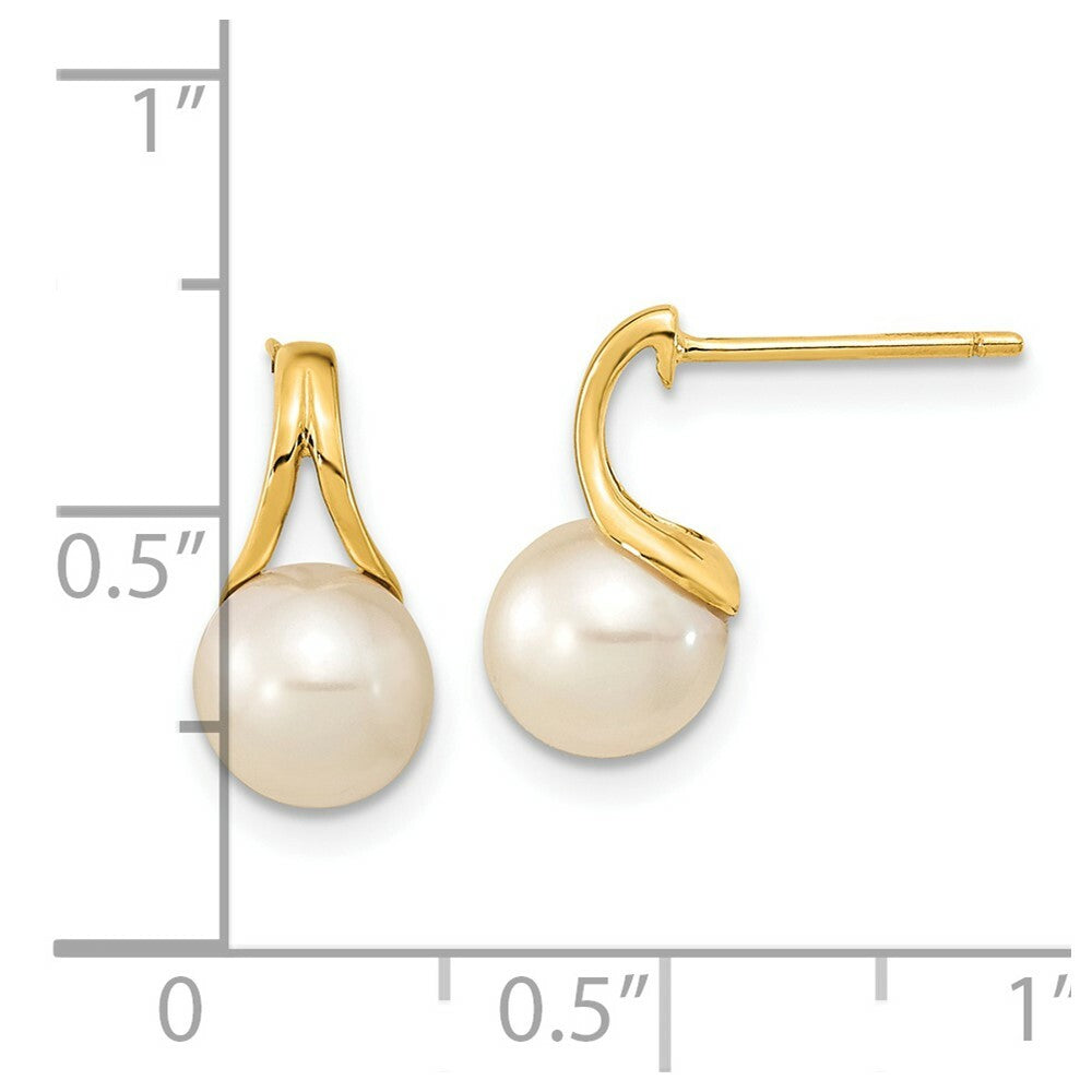 14K Yellow Gold w/ Freshwater Cultured Pearl Post Earring