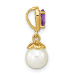 Load image into Gallery viewer, 14k Yellow Gold Amethyst &amp; Freshwater Cultured Pearl Polished Pendant
