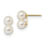 Load image into Gallery viewer, 14K Yellow Gold 6-7mm White Round Freshwater Cultured Double Pearl Post Earrings
