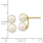 Load image into Gallery viewer, 14K Yellow Gold 6-7mm White Round Freshwater Cultured Double Pearl Post Earrings
