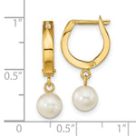 Load image into Gallery viewer, 14K Yellow Gold 6-7mm White Round Akoya Saltwater Pearl Hoop Dangle Earrings
