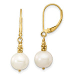 Load image into Gallery viewer, 14K Yellow Gold 8-9mm Near Round White Freshwater Cultured Pearl Leverback Earrings
