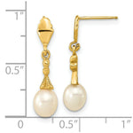 Load image into Gallery viewer, 14k Yellow Gold 5-6mm White Rice Freshwater Cultured Pearl Post Dangle Earrings

