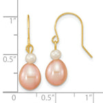 Load image into Gallery viewer, 14K Yellow Gold 7-8mm White/Pink Round/Rice Freshwater Cultured Pearl Dangle Earrings
