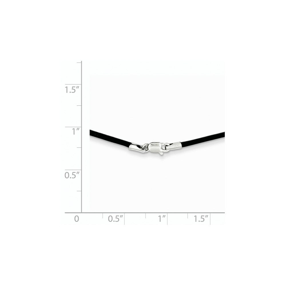 14k White Gold 1.5mm Black Leather Cord Necklace  length: 16 inches