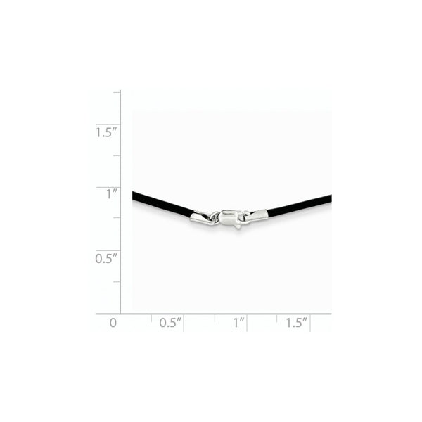 14k White Gold 1.5mm Black Leather Cord Necklace  length: 16 inches