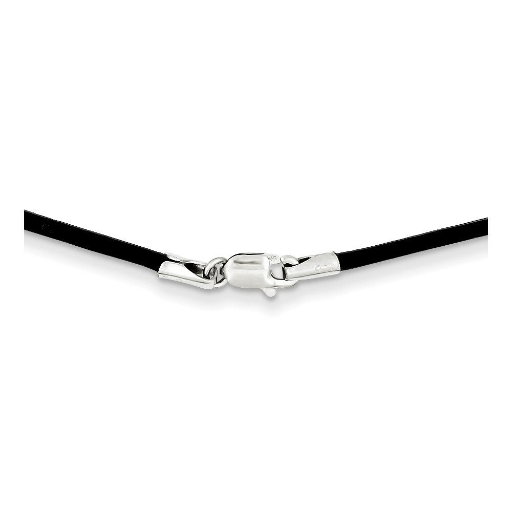 14k White Gold 1.5mm Black Leather Cord Necklace  length: 20 inches
