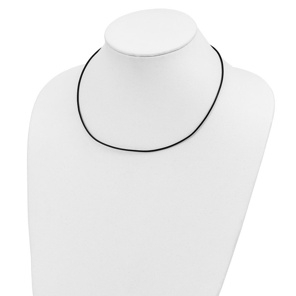 14k White Gold 1.5mm Black Leather Cord Necklace  length: 16 inches