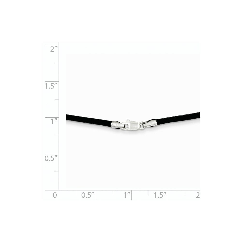 14k White Gold 2mm Black Leather Cord Necklace  length: 18 inches