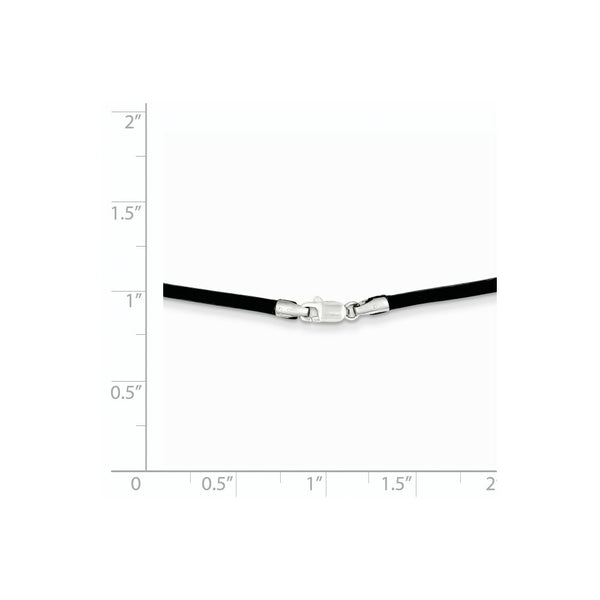 14k White Gold 2mm Black Leather Cord Necklace  length: 18 inches