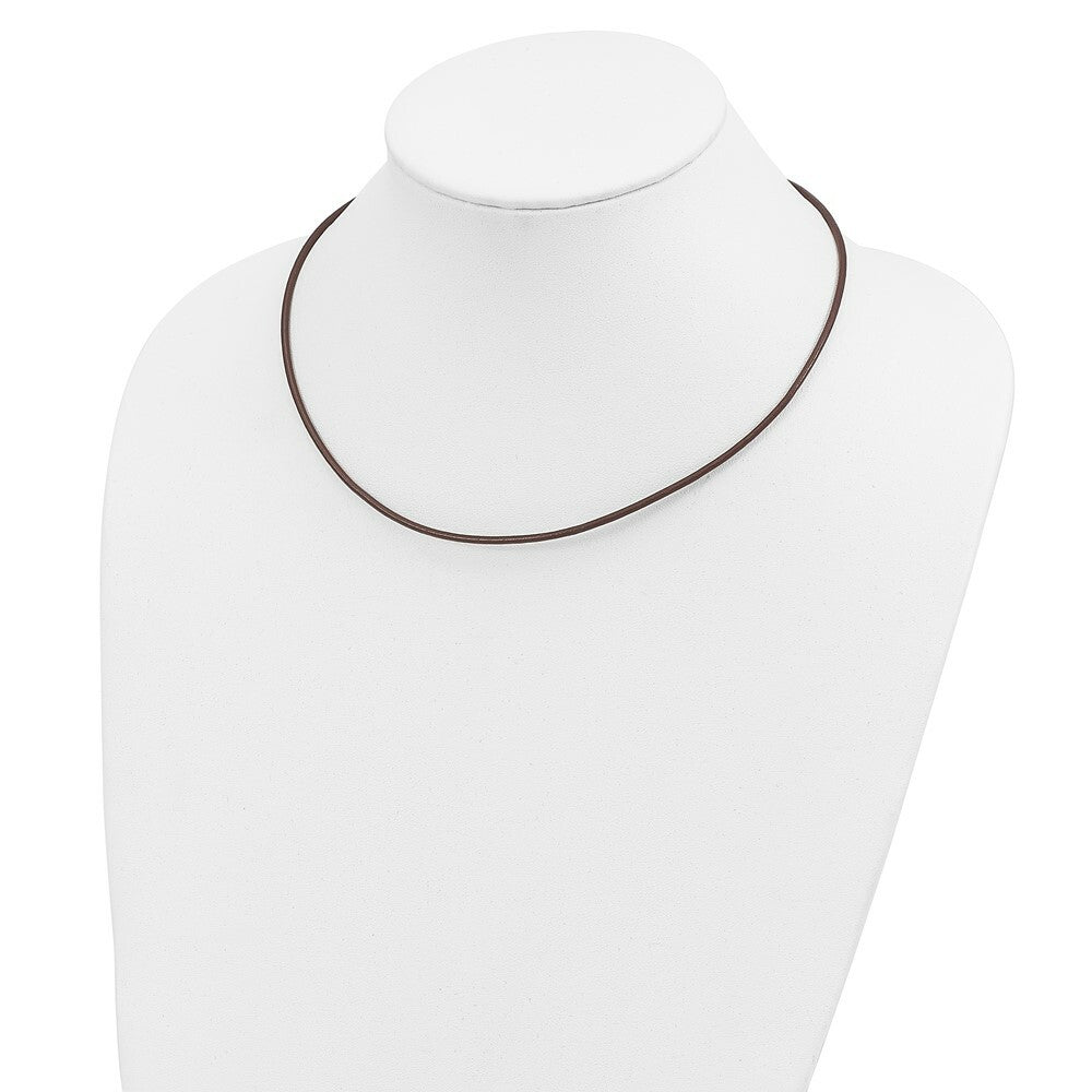 14K Yellow Gold Clasp and End tabs 2mm 16 inches Brown Leather Cord Necklace