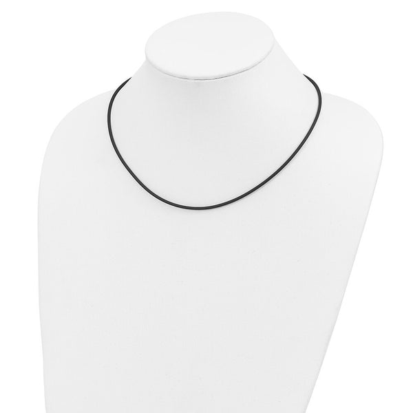 14K Yellow Gold Clasp and End tabs 2mm 16 inches with Yellow Clasp Black Rubber Cord Necklace