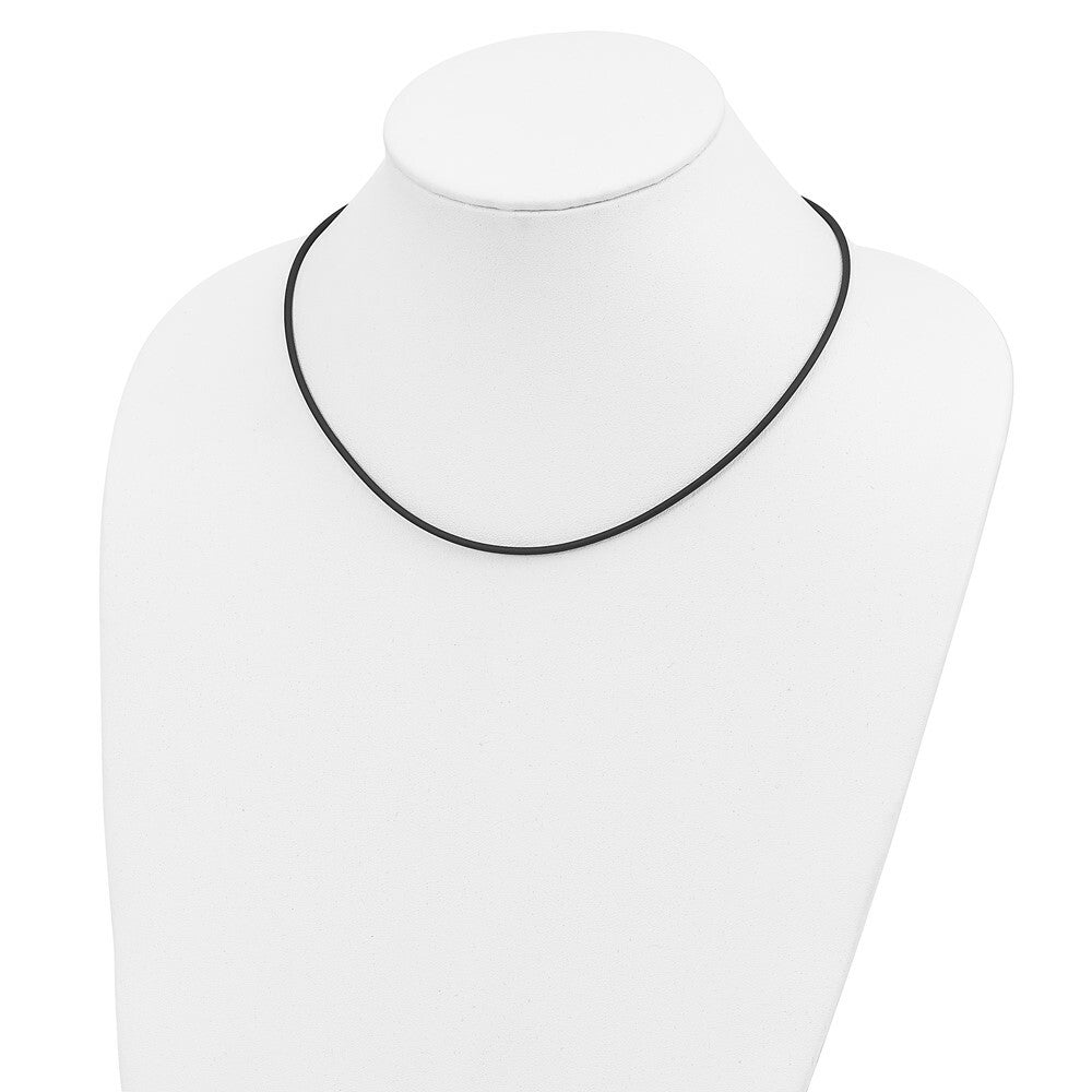 14K Yellow Gold Clasp and End tabs 2mm 20 inches with Yellow Clasp Black Rubber Cord Necklace