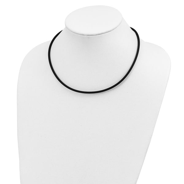 14K Yellow Gold 3mm 18in with Yellow Clasp Black Rubber Cord Necklace  length: 18 inches