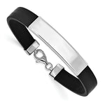 Load image into Gallery viewer, Sterling Silver ID Black Rubber Bracelet 8'' length
