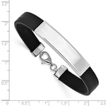 Load image into Gallery viewer, Sterling Silver ID Black Rubber Bracelet 8'' length
