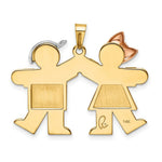 Load image into Gallery viewer, 14K Tri-Color Gold Large Girl on Left &amp; Boy on Right Engravable Charm
