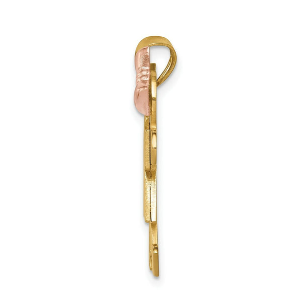 14K Tri-Color Gold Large Boy on Left & Girl on Right Engravable Charm