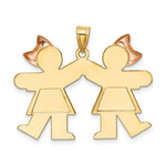 Load image into Gallery viewer, 14K Two-tone Gold Double Girl Kids Pink Bow Charm Pendant
