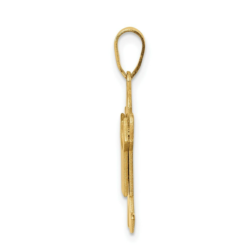 14K Yellow Gold Solid Satin Engravable Boy Jumping Charm Pendant