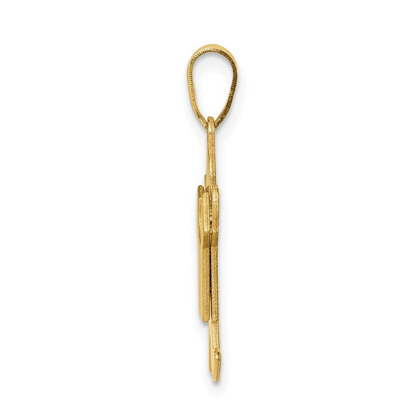 14K Yellow Gold Solid Satin Engravable Boy Jumping Charm Pendant