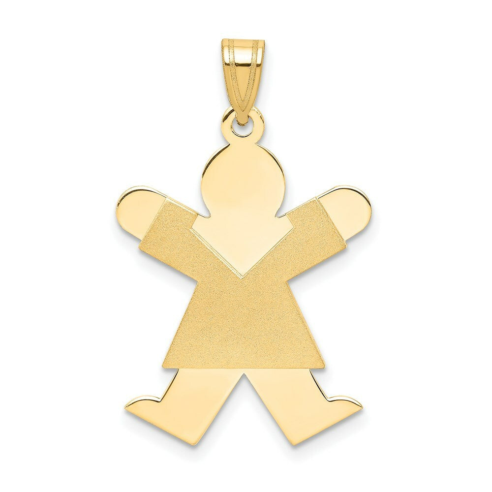14K Yellow Gold Girl Engravable Charm Pendant 20mm width