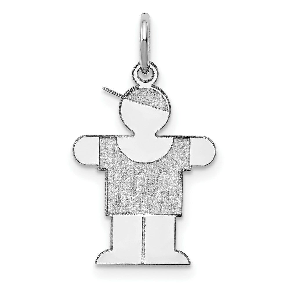 14K White Gold Kid Charm Pendant