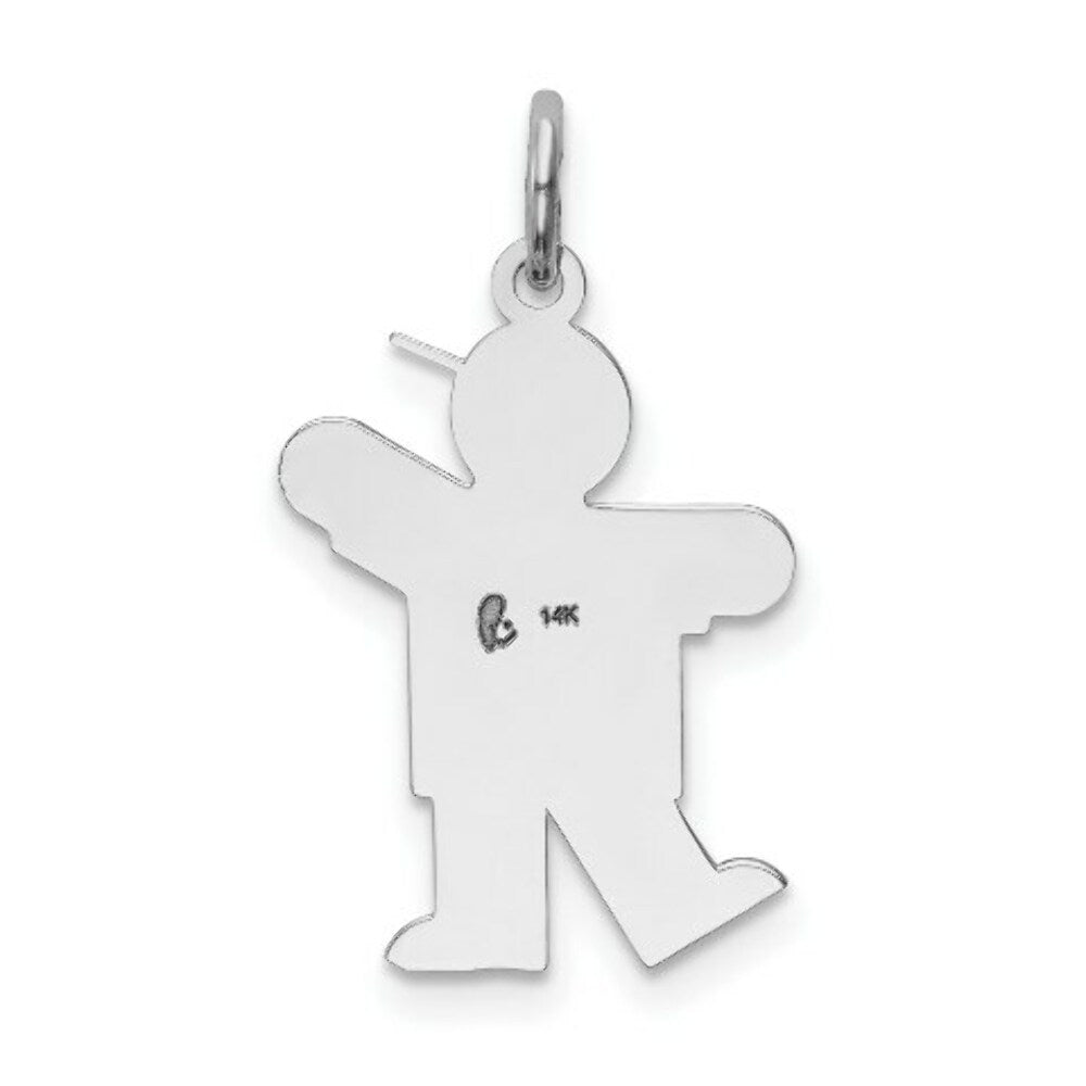 14K White Gold Kid Charm Pendant