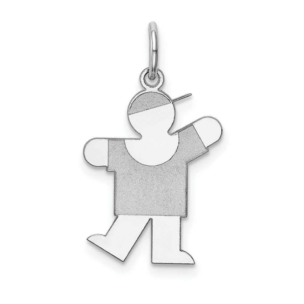 14K White Gold Kid Charm Pendant
