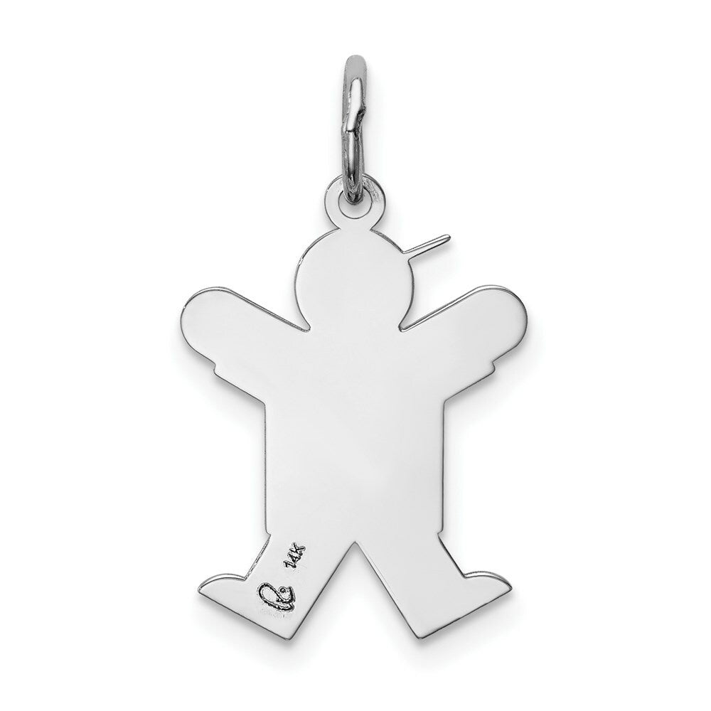 14K White Gold Kid Charm Pendant