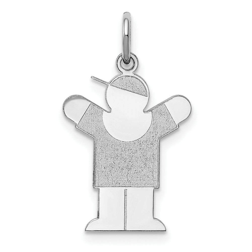 14K White Gold Kid Charm Pendant