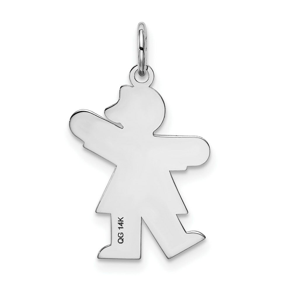 14K White Gold Kid Charm Pendant