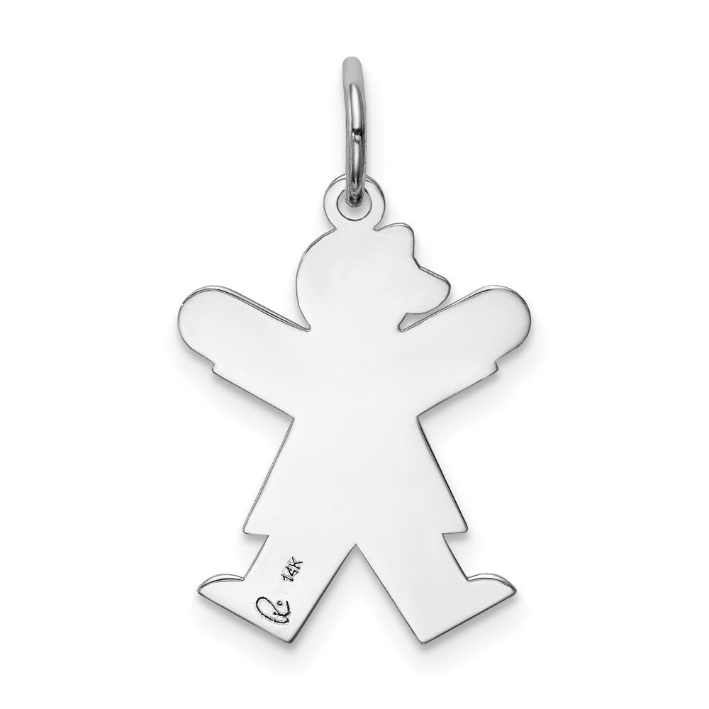 14K White Gold Kid Charm Pendant