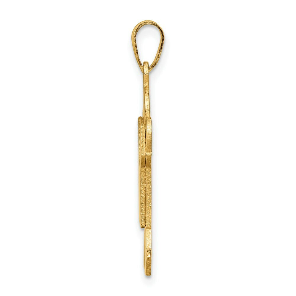 14K Yellow Gold Solid Satin Engravable Boy Jumping Charm Pendant